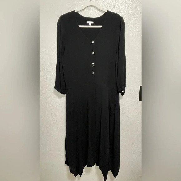 J.Jill Women's Fit & Flare Button Front Dress 3/4 Sleeve V-Neck Size Large - Picture 1 of 6